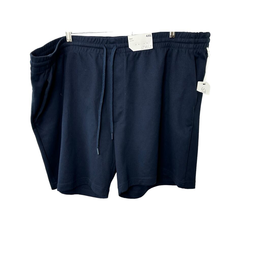 Stylus 8" Mens Navy Blue Fleece Jogger Shorts Size 4XL Side Pockets NEW